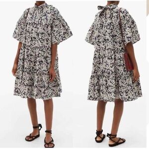 Merlette Astell Tiered Cotton Floral Trapeze Dress